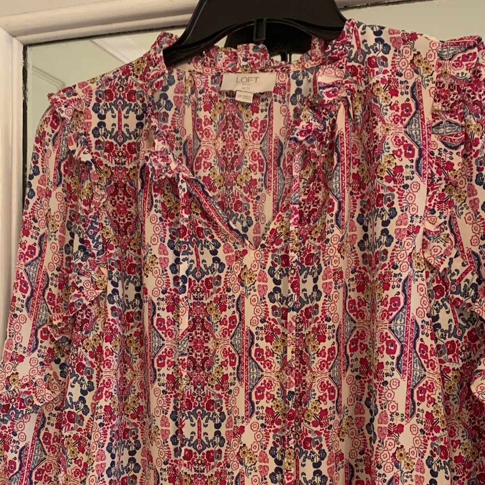 LOFT Women's Multicolor Patterned Blouse